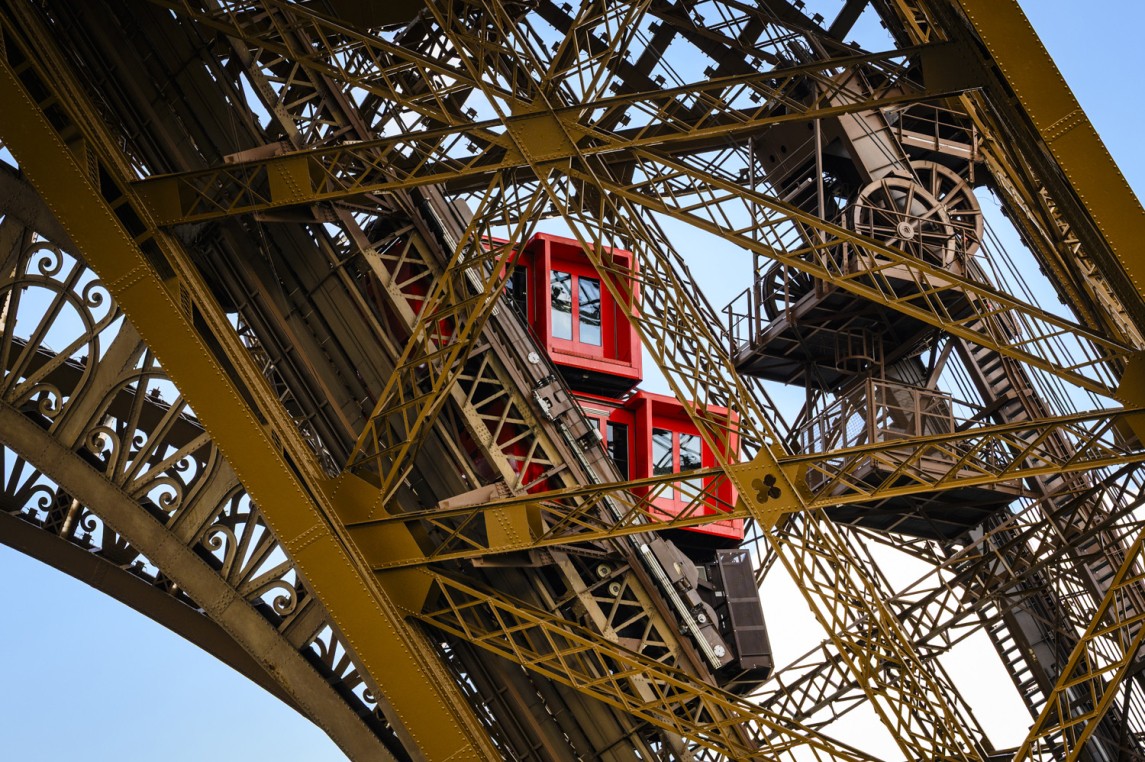 Photo of an elevator of the Eiffel Tower